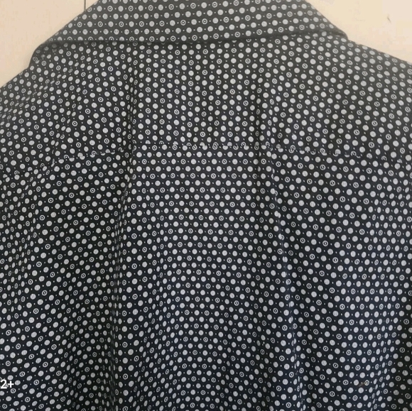 M13 Express Men's Black Button-Down W White Microdots Dress Shirt Long Sleeves - Picture 6 of 9